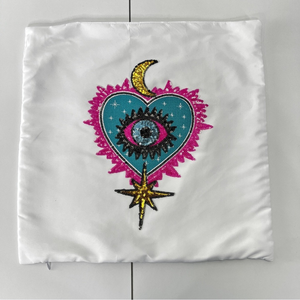 Evil Eye Sequins Pink  2pc Throw Pillow Covers - Picture 2 of 4